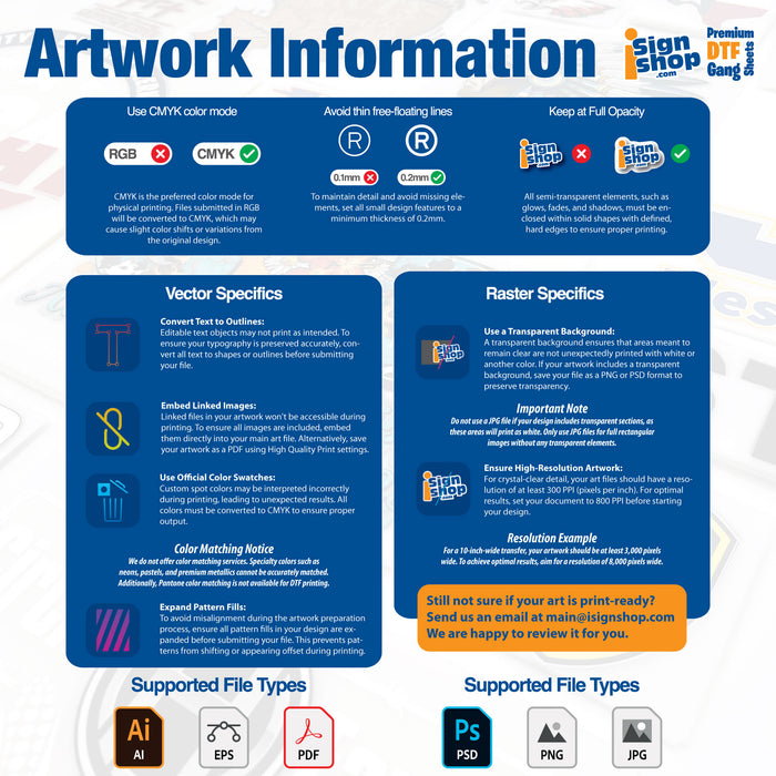 Custom DTF Transfers – Durable, No Minimums, Fast Shipping | Gang Sheets Available